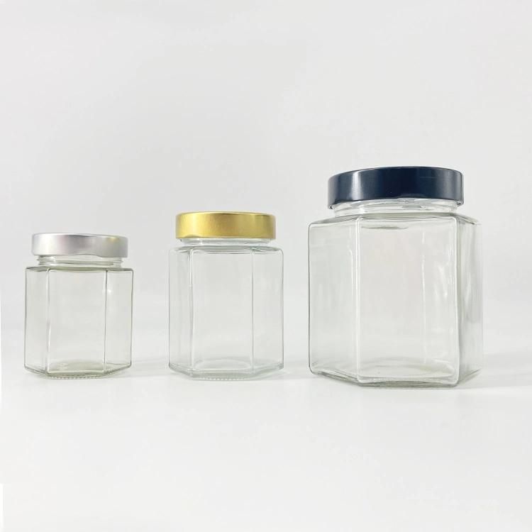 Deep Lids 250ml 500ml 380ml Jar Jam Honey Hexagon Glass Jars