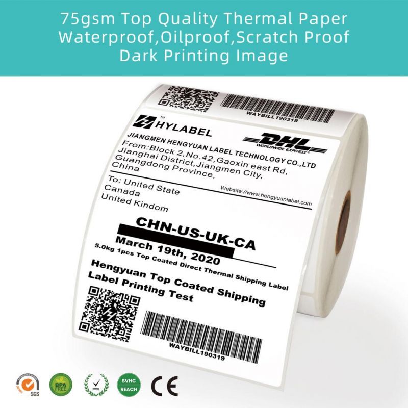 Factory Wholesale Thermal Sticker A6 Paper Shipping 4X6 Direct Thermal Label Roll