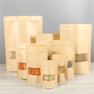 Custom Stand up Pouch Brown Kraft Paper Ziplock Bags Dried Food Packaging Bags