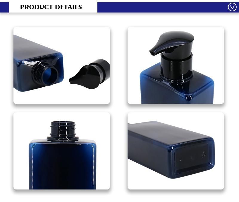 Factory Price 400ml Dark Blue Pump Custom Shampoo Bottles