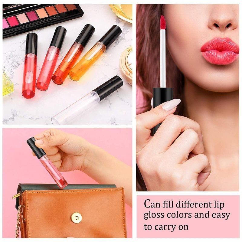 10ml Empty Refillable Transparent Balm Lip Gloss Container Lip Gloss Tube with Wand Brush