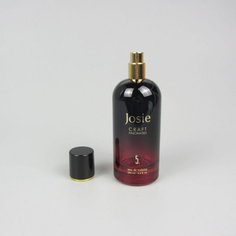 Cylinder 100ml Black Empty Glass Perfume Spray Bottle with Cap