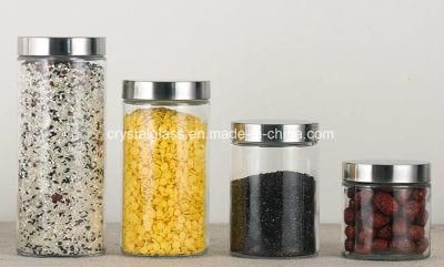 Wholesale Kitchen Food Storage Jars Round Empty Glass Bottle with Stainless Steel Cap 800ml/1.1L/1.7L/2.1L