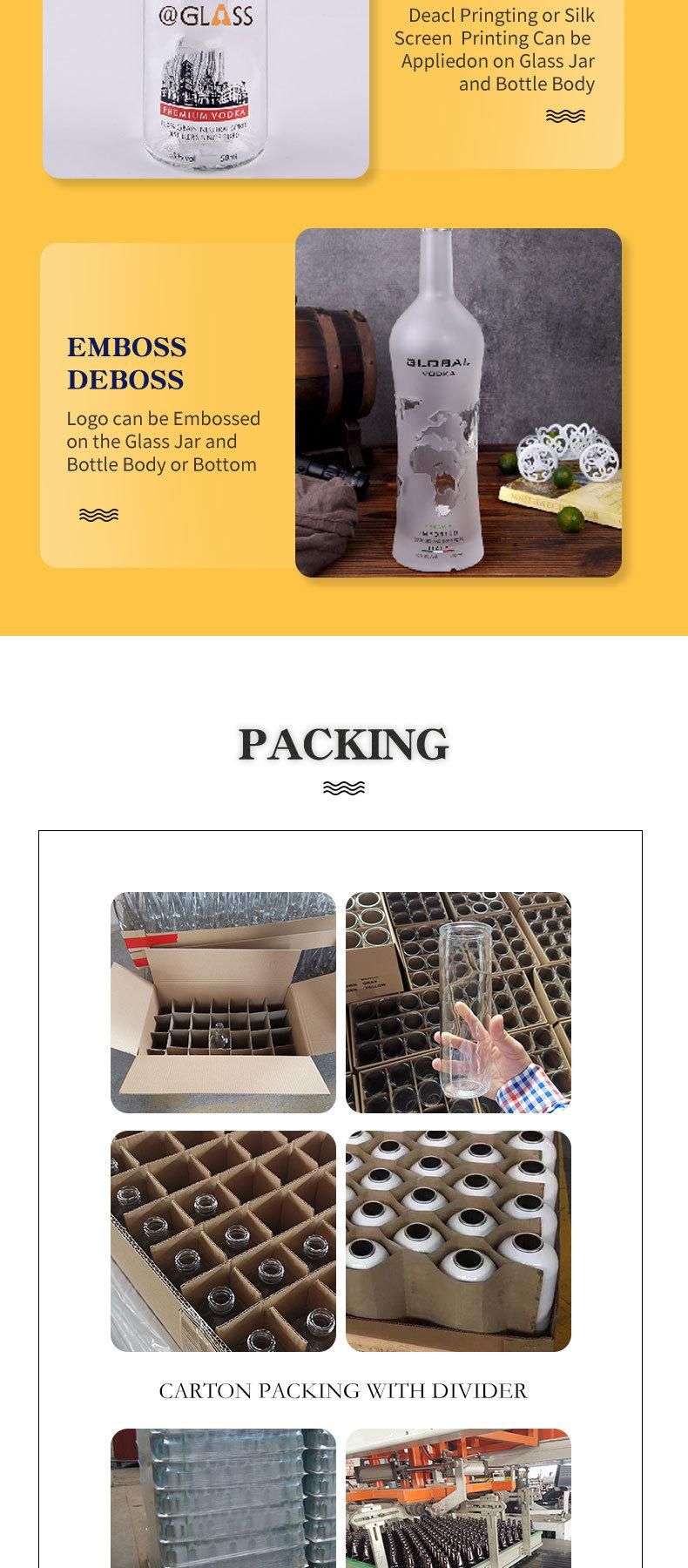 Customized High-End Glass Bottles Liquor Bottle Whisk Gin in Luxury Decanter Design