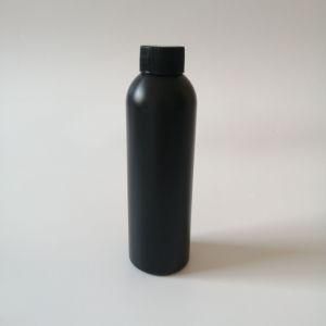 250ml HDPE Plastic Boston Round Matt Black Bottle with Screw Cap