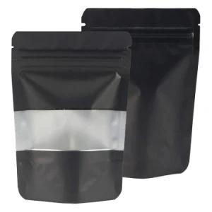 Custom Matte Black Aluminum Foil Stand up Zipper Packing Bag with Frosted Window