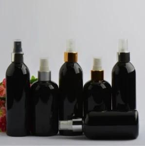 250ml Pet Black Color Cosmetic Packing Mist Spray Bottle with Gold and Silver Spray Head