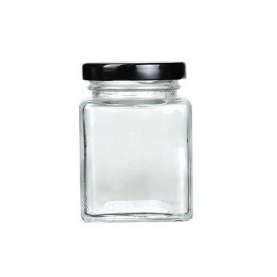 350ml Square Glass Clear Canning Jar with Gold Tin Lug Cap