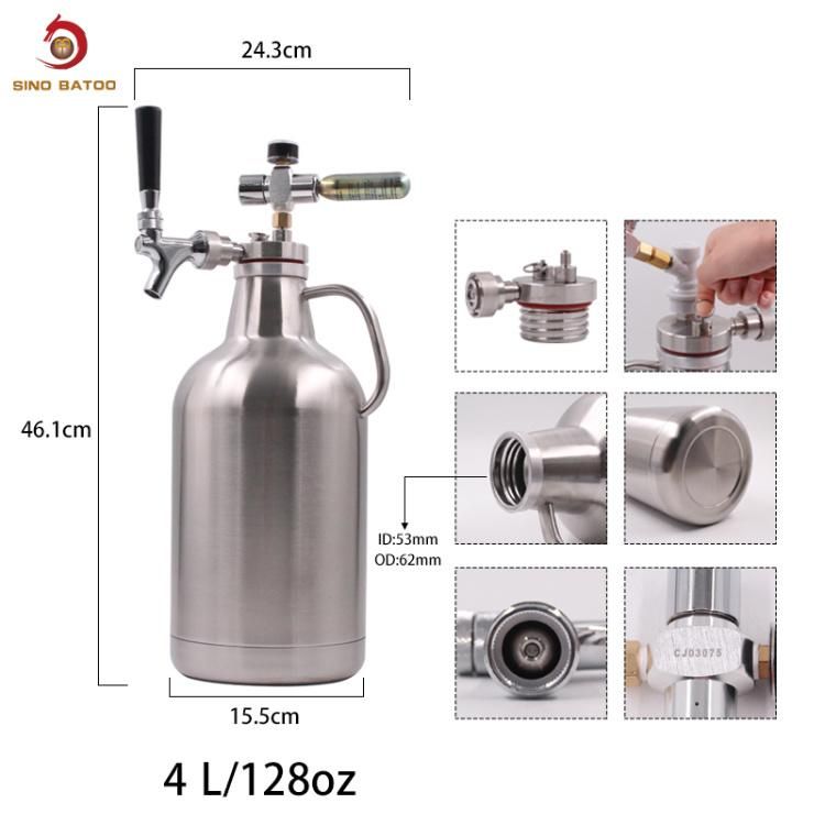 SUS304 Homecraft 3L 1 Gallon Keg Beer Tap Growler 4L