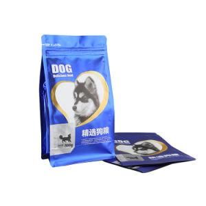 Custom Design Aluminum Foil Pet Food Packing Bag, Wholesale Zipper Flat Bottom Animal Food Packaging Bag