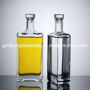Classic Design Square Shape Glass Bottle for Rum 500ml Glass Vodka Bottles Gin Bottle