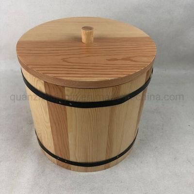 OEM Solid Wood Bar Wine Ice Open Barrel with Lid