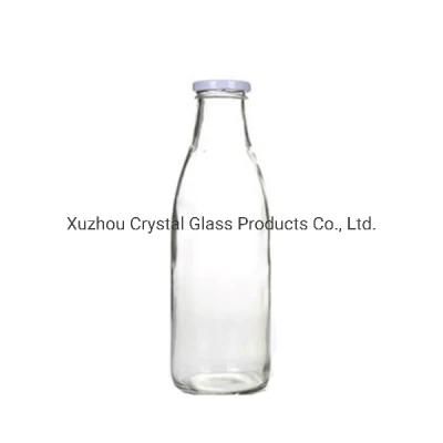 500ml 1000ml Round Beverage Milk Juice Yogurt Glass Packing Bottle with Lids