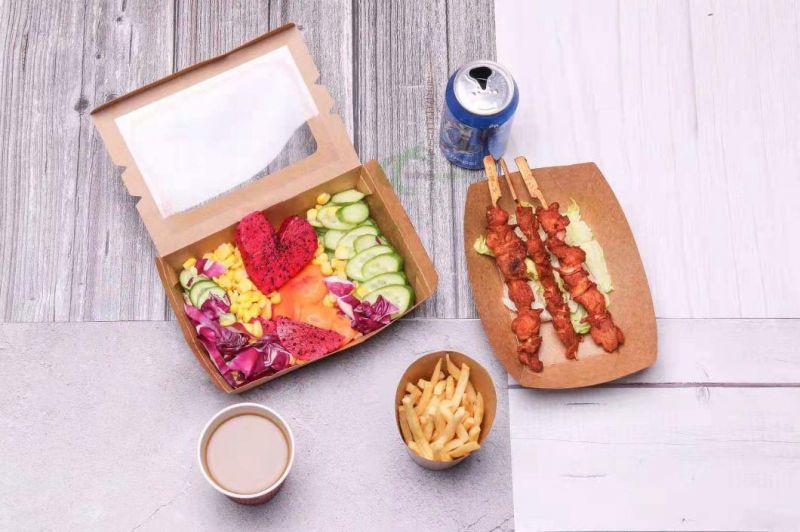 Custom Fast Delivery Takeaway Recycled Cardboard Containers Disposable Paper Food Packaging Box with Window
