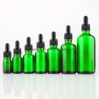 15ml 20ml Green Luxury Glass Dropper Serum Bottle with Various Style Lids