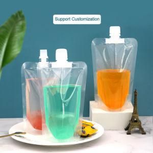 Portable Squeeze Waterproof Plastic Clear Resealable Juice Drink PVC Spout Stand up Pouch