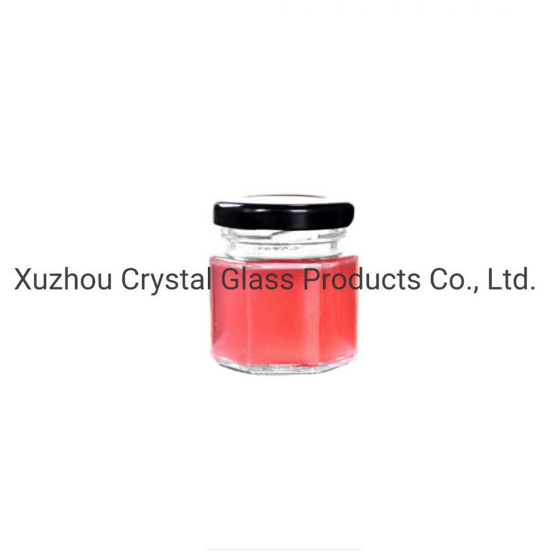 50ml Food Grade Honey Glass Jar Jam / Pudding Jar with Screw Metal Lid
