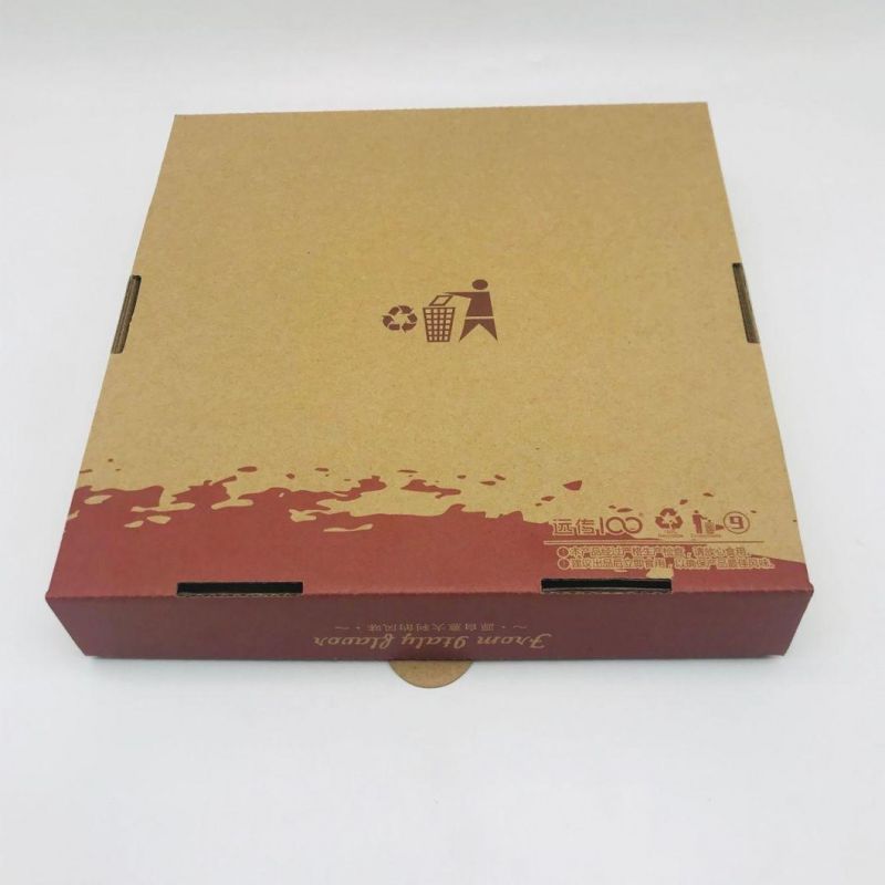 Food Grade Flute Corrugated Custom Printed Size Caja PARA Pizza Design Cardboard Carton Pizza Box