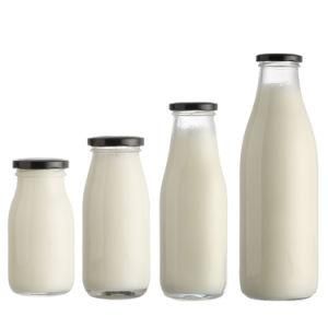 250ml 300ml 420ml 500ml 1000ml Food Grade Round Square Empty Juice Milk Tea Water Glass Bottle with Metal Lids