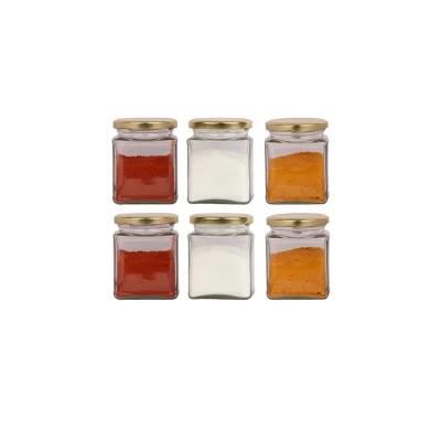 Wholesale Empty Clear Glass Food Honey Pickle Jam Square Glass Package Jar with Sealing Lid