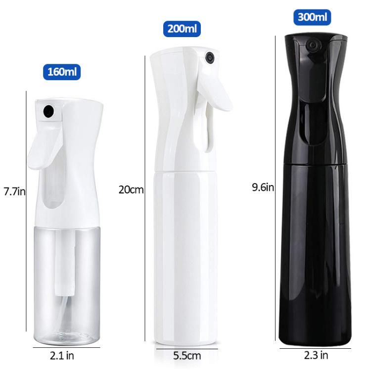 160ml 300ml 5.4oz 10oz Empty Continuous Refillable Pet Plastic Trigger Fine Mist Spray Bottle for Hair Care Cleaning
