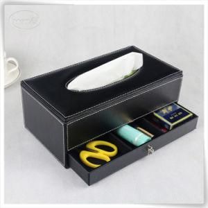 Black Handmade Faux Leather Double Toilet Tissue Holder for Toilet