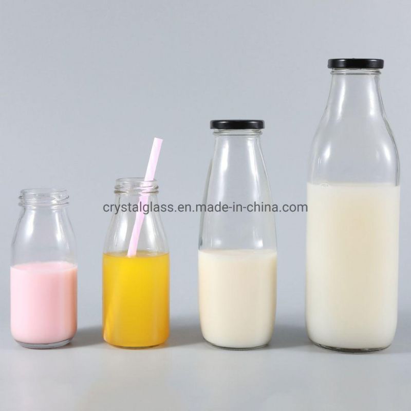 Multipurpose Lead Free Pudding Bottle Yogurt Fresh Milk Glass Bottle 250ml 500ml 1000ml