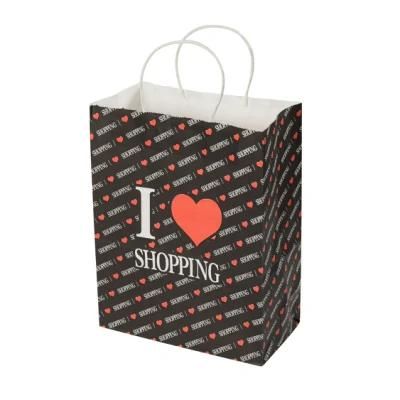 High Quality Custom Print Logo Kraft Paper Bags with Handles for Shop/Gift