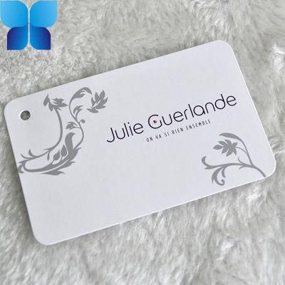 Customed Make Simple White Swing Tag with Brand Name Printed