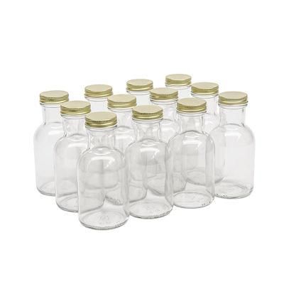 Custom Labels 8 Oz 12 Oz 16 Oz Empty Juice Beveage Glass Bottle with Metal Lids