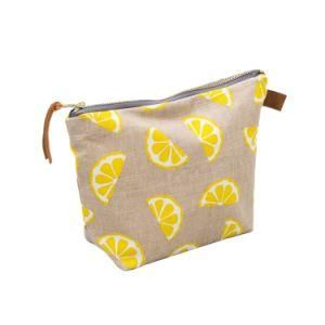 Eco Beauty Lemon Foldable Jute Burlap Cosmetic Bag Storage Pouch