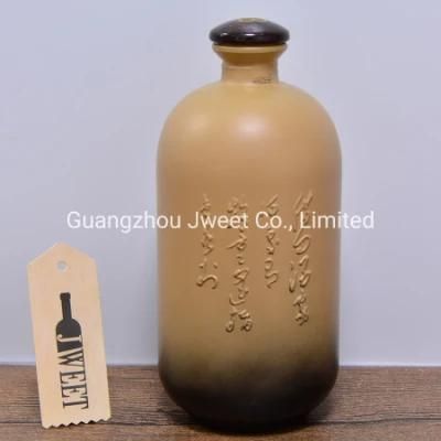 Factory Custom Slim Round Handcraft Ceramic Bottles 500ml with Lid