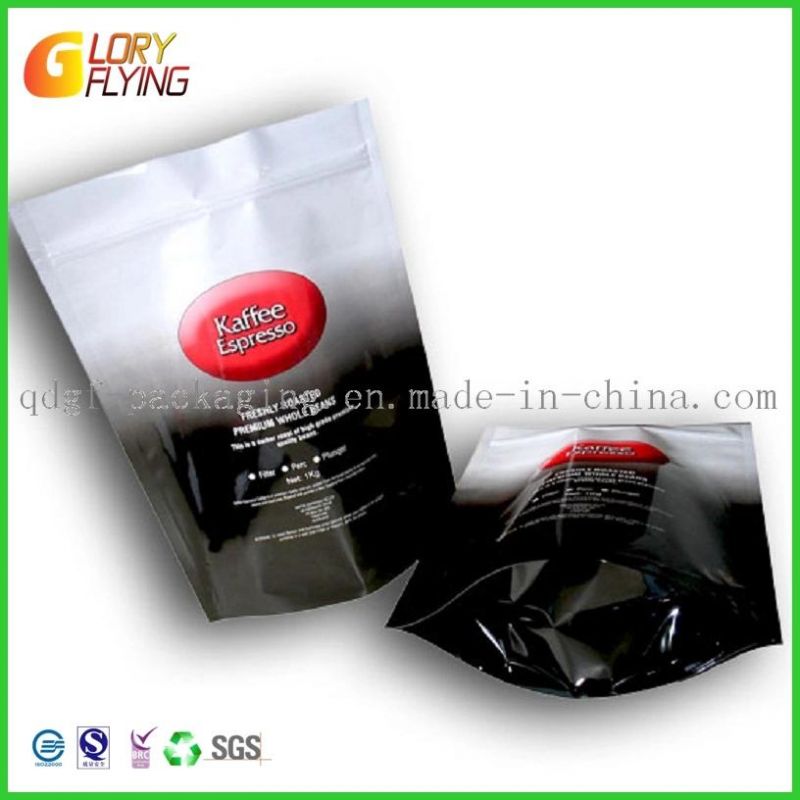 Standing Food Zipper Bag with Valve for Ground Coffee Packaging