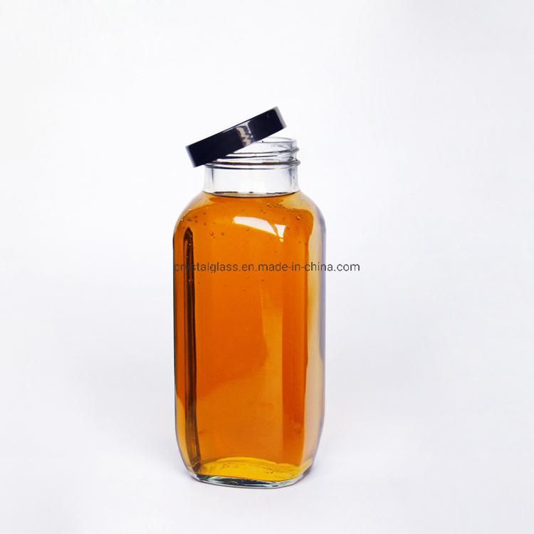 French Square 60ml 250 Ml 500 Ml Glass Beverage Juice Bottles with Plastic Cap Aluminium Cap