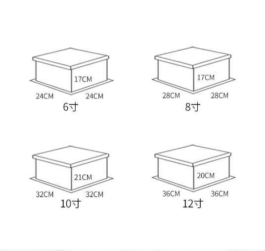 Wholesale Printing Rainbow Gradient Color Square Birthday Cupcake 6/8/10/12 Inch Custom Logo Pastry Baking Window Packing Cake Shaped Paper Package Box