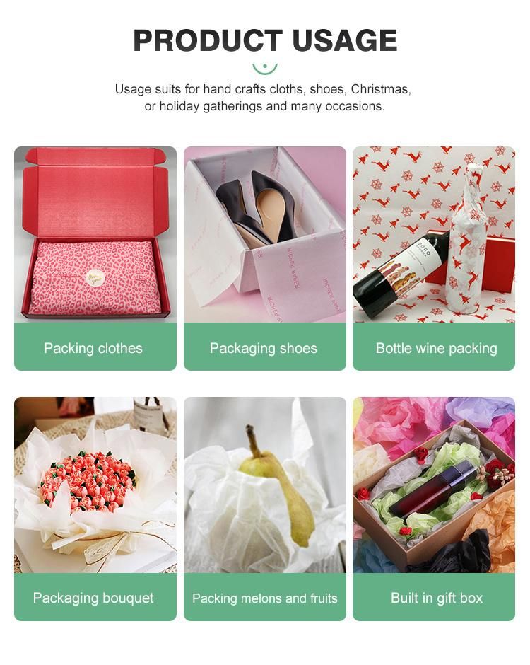 Wholesale 17GSM Mg Mf Wrappping Tissue Paper Colored Packaging Paper