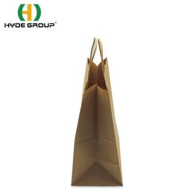 Reusable Strong Load Bearing Brown Kraft Paper Packing Gift Bag with Handles