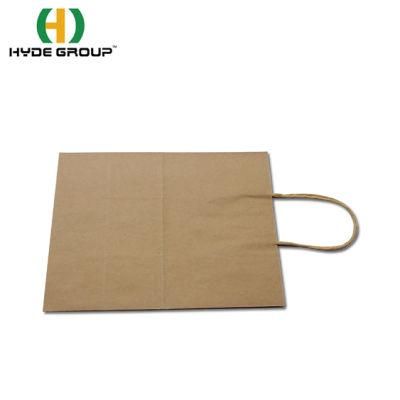Square Bottom Portable Brown Kraft Paper Bag for Food