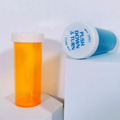 Hot Sale Waterproof Airtight Plastic Medicine Pill Bottles Prescription Push Down and Turn Vials with Child Resistant Caps