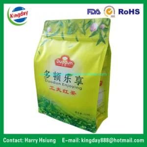 Flat Bottom Custom Printed Zipper Packaging Bag with Valve for Tea or Coffee Bean Zip Lock Pouch