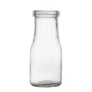 Glass Bottle Factory Hot Selling Wholesale Beverage Round Glass Milk Bottle with Lids