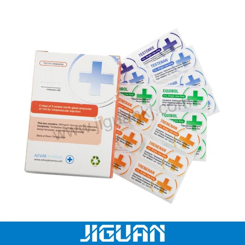 Custom Printed Waterproof Bodybuilding Pharmaceutical Packaging 10ml Steroid Vial Labels and Boxes