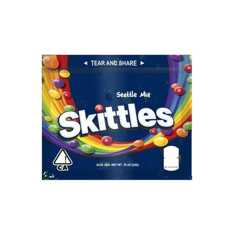 New Skittles Empty 400mg Medicated Sour Rainbow Gummy Candy Zipper Bag