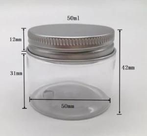 50g Clear Color Pet Plastic Cans &amp; Pet Plastic Jars with Aluminum Lids