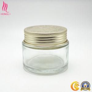 Clear Refillable Cosmetic Glass Mason Jar with Golden Cap