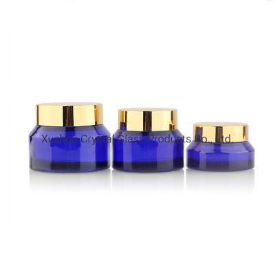 15g 30g 50g Frosted Cosmetic Glass Jar with Gold Color Lids