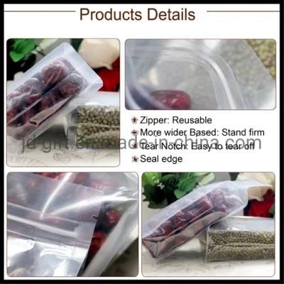 Wholesale Flexible Food Packaging Clear Flat Bottom Gusseted Bags with Zip Lock for Food Dried Nuts Fruit Packing