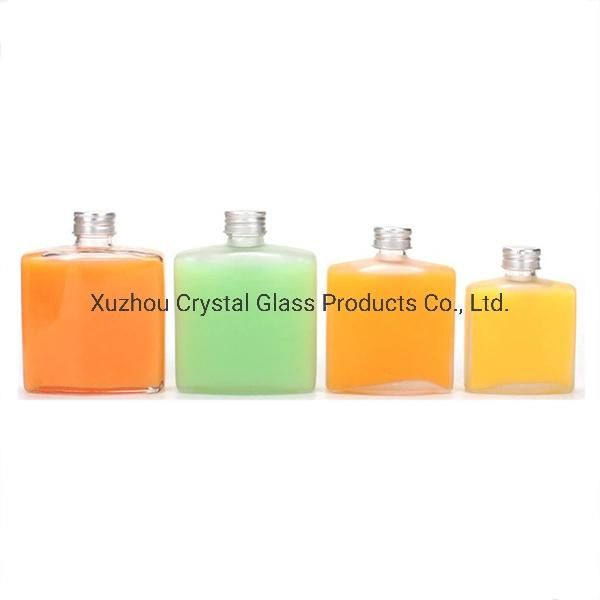 Clear Flat Hip Flask Beverage Packing Cold Brew Coffee Whisky Glass Bottles for Liquor Tea