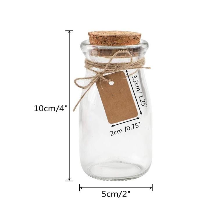 Custom Logo label Empty Transparent Vial Milk 200ml Glass Bottle with Cork