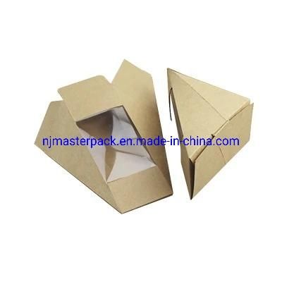 Trangle Biodegradable Kraft Paper Cardboard Sandwish Box PE Coated